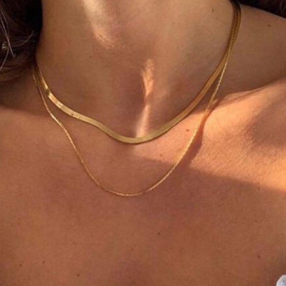 Double Snake Gold Chain Layered Necklace